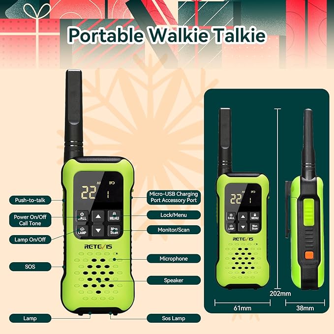 Retevis RT49P Walkie Talkies, Durable 2 Way Radios Long Range, Emergency Rechargeable IP67 Floating Waterproof FRS Walkie Talkies, NOAA SOS Flashlight for Skiing Pool Swimming Shower 2 Pack
