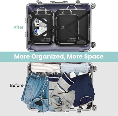 Cambond Compression Packing Cubes for Travel Women - Expandable Travel Bags Luggage Organizers Travel Essentials Compression Cubes for Travel Carry on Suitcases Organizer
