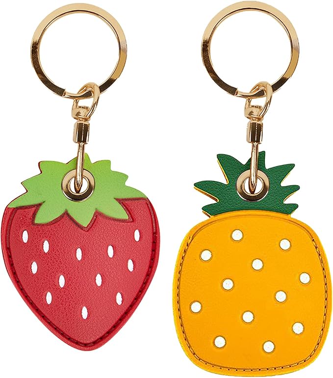 Leather Keychain Case Holder Compatible with Apple AirTag, GPS Airtag Keychain Finder Tracker with Key Ring, Anti-Scratch Protective Air Tag Cover