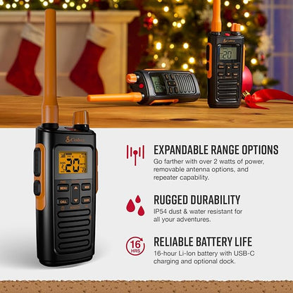 Cobra TrailBlazer 450 GMRS Radio (2-Pack) – IP54 Weather Resistant, 16hr Battery, 2.5W Long Range Walkie Talkies, Large LCD Display, NOAA, Programmable Software, Removable Antenna, Repeater Capable