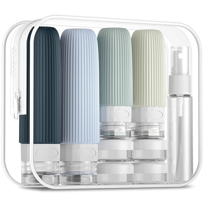 16 Pack Travel Bottles Set, TSA Approved Leak Proof Silicone Squeezable Containers for Toiletries, Refillable Travel Accessories for Conditioner, Shampoo, Lotion & Body Wash Accessories
