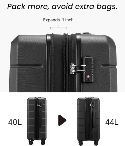 Luggage Sets 3 Piece, Expandable Hardside Suitcases with Wheels, White Brown