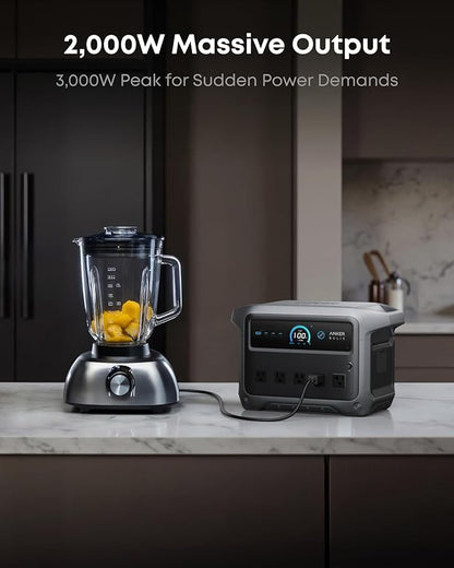Anker SOLIX C1000 Gen 2 Portable Power Station with 200W Solar Panel, 2,000W (Peak 3,000W) Solar Generator, Full Charge in 49 Min, 1,024Wh LiFePO4 Battery for Home Backup, Power Outages, and Camping
