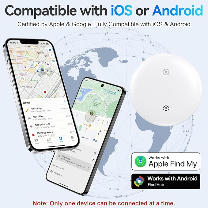 Air Tracker Tags for Android or iOS, Dual System Air Smart Tags-4 Pack, Compatible with iOS Find My or Google'S Find Hub App, Bluetooth Tracker Tag Item Finder for Keys,Luggages,Backpack (White)