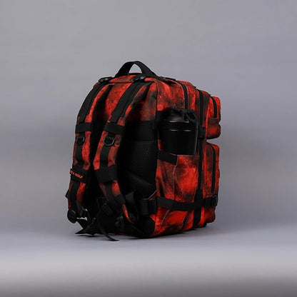 WOLFpak 35L Athletic Gym Backpack - Durable 1000D Waterproof Oxford Material with MOLLE Webbing, Laptop Pocket & Dual Cup Holders, Durable Fitness/Travel/Military Daypack (Blood Orange)