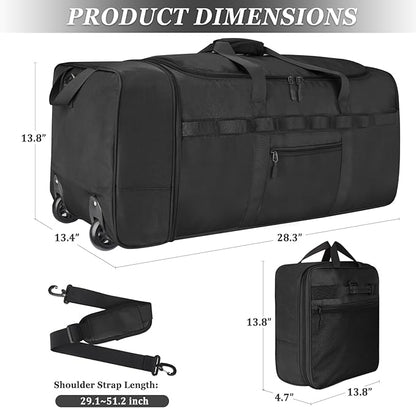 Rolling Duffle Bag with Wheels, 85L Expandable Rolling Duffel Bag for Travelling, Extra Large Foldable Carry on Travel Duffle Bag for Men