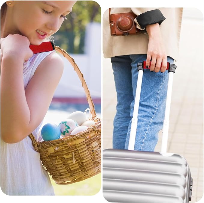 2 Pack Luggage Handle Wraps for Suitcase, Bright Color Comfort Soft Handle Covers Suitcase Luggage Handle Wrap Luggage Tag Wraps Travel Accessories (Red)
