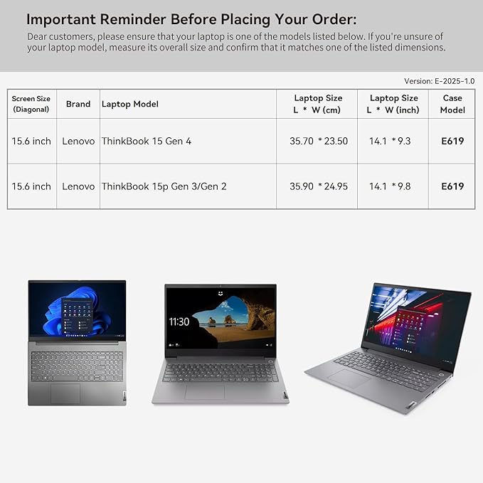 Smatree 15.6 inch Laptop Sleeve for Lenovo ThinkBook 15p Gen 2/3, for ThinkBook 15 Gen 4 Laptop Bag with Accessory Pocket, YKK Zipper, Patented Shockproof Design (E619)