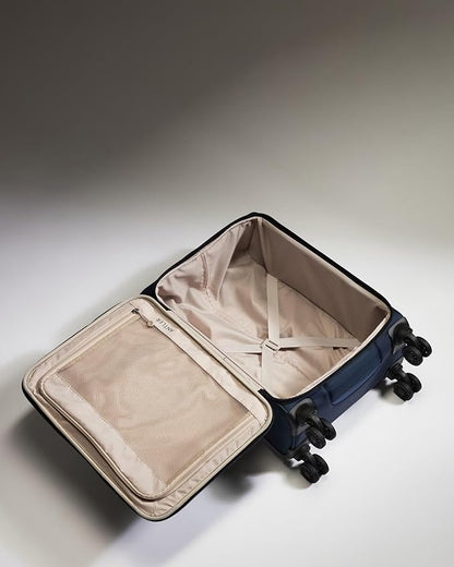 ANTLER - Soft Stripe Carry On Luggage 22x14x9 Airline Approved - Cabin Suitcase with Expander, Adjustable Handle, 4 Spinner Wheels, Lightweight, TSA Lock - Recycled Polyester Luggage - Indio Blue