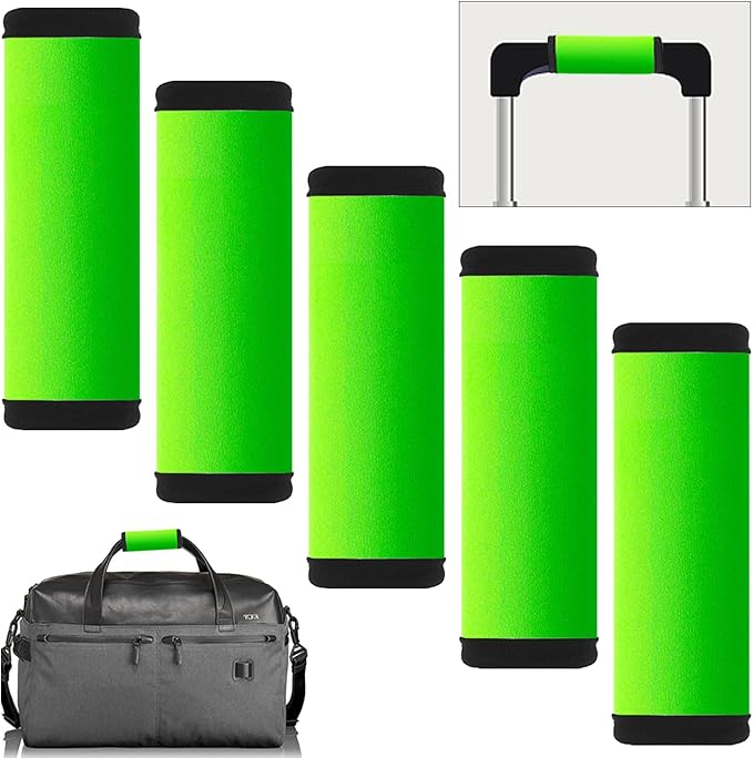 5pcs Neoprene Luggage Handle Wrap for Suitcase Identifier Luggage Makers Covers Wraps Travel Accessories - Fluorescent Green