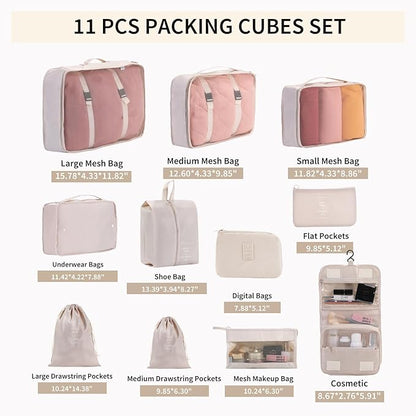 Packing Cubes Storage Bags 11 Pieces-Luggage Organizers Classify Store Clothing Efficiently for Travel Outdoor Home (Black, 11 Pieces)