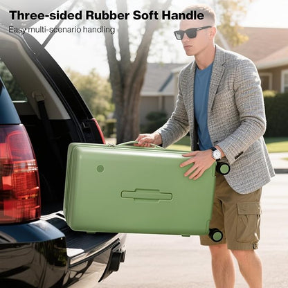 mixi 26'' Max Trunk Luggage Large Checked Luggage PC Hard Shell Rolling Travel Suitcases with Spinner Wheels & TSA Lock, Avocado Green