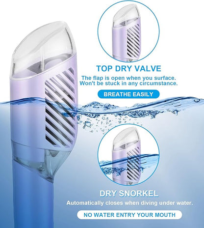 Aegend Snorkeling Gear for Adults Youth Kids, Dry Snorkel Set Panoramic View Enhanced Anti-Leak and Anti-Fog Technology, Adjustable Strap for Snorkeling Scuba Diving Swimming with Mesh Bag