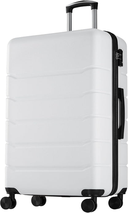OLIXIS 20 Inch Carry-On Luggage, Hardside Suitcase with Spinner Wheels, Lightweight ABS Hard Shell Travel Luggage, TSA Approved Lock, Expandable Small Suitcase for Business & Travel–White