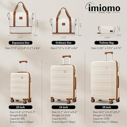 imiomo Hard Shell Luggage Sets 5 Piece for Women, Lightweight Hardside Rolling Suitcase Set with Spinner Wheels and TSA Lock, Navy