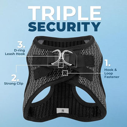 Best Pet Supplies Voyager Step-in Air Harness - All Weather Mesh, Reflective, No Pull Harness for Dogs, Cats - Secure with Hook & Loop Fastener, Buckle, Double D-Rings - Gray 2-Tone, XL