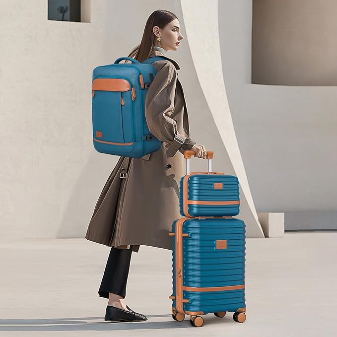 Joyway Expandable Luggage Sets 5 Piece, Lightweight Hard Shell Travel Suitcase Set with Spinner Wheels and TSA Lock, Blue