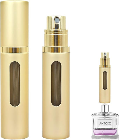 Perfume Travel Refillable Bottle - 5ML Pocket Perfume Atomizer, Travel Perfume Atomizer, Portable Perfume Sprayer for Women and Men (Gold)