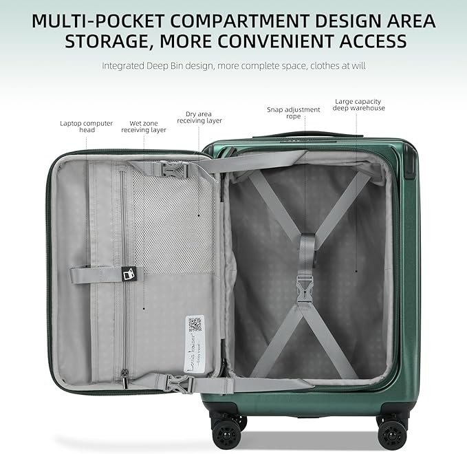 Premium Carry On Luggage, 20Inch+29 Inch Top Opening Airline Approved ABS+PC Hard Shell Suitcases with Silent Wheels, TSA Lock,Front Pocket and Wet-dry Separated Six-piece Set