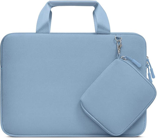 MOSISO Laptop Case 13.3 inch, 13-13.3 inch Laptop Sleeve Bag Compatible with MacBook Air/Pro 13 / Pro 14, HP Dell ASUS, Neoprene Carrying Computer Bag with Handle&Detachable Small Case, Pastel Blue