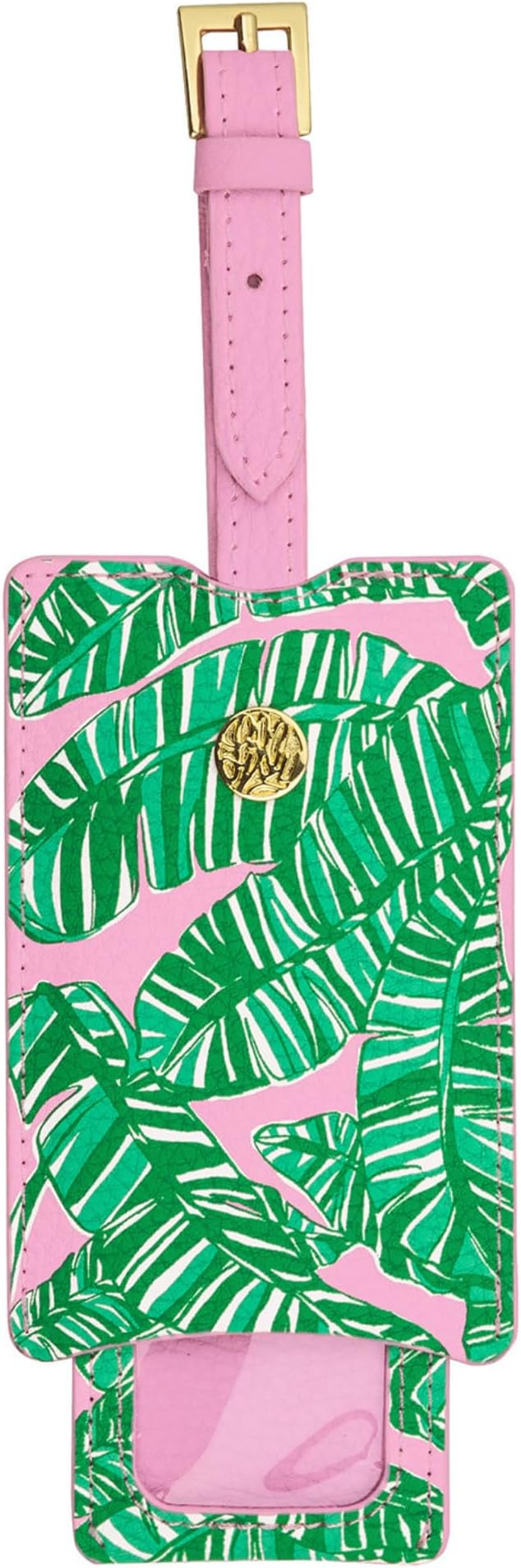 Lilly Pulitzer Leatherette Luggage Tag with Secure Strap, Colorful Suitcase Identifier for Travel, Let's Go Bananas