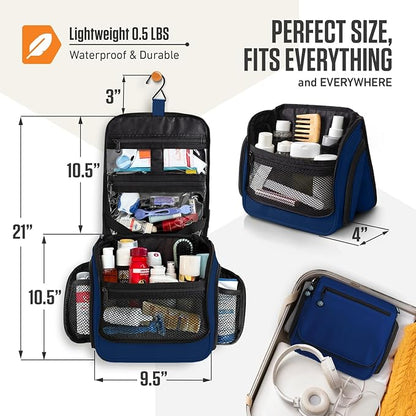 VENTURE 4TH Hanging Travel Toiletry Bag for Women & Men – Large Toiletry Organizer with 18 Compartments, Removable TSA Pouch, Travel Wash Bag for Toiletries, Makeup & Shaving Kit (Navy Blue)