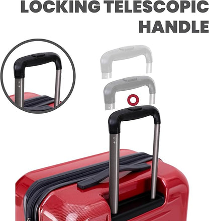 Spyder Rails Expandable Hardside Upright Suitcase with 360° Spinner Wheels, TSA Approved Lock (Red, Medium Checked)