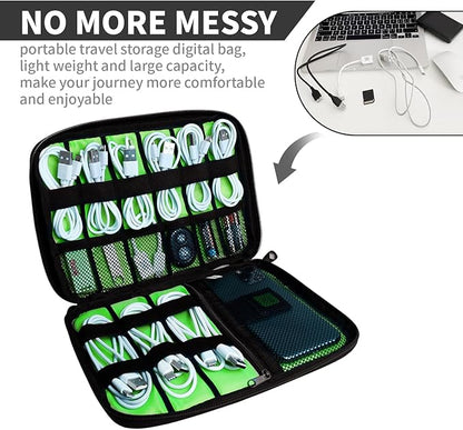 Electronics Travel Organizer,Portable Waterproof Electronic Travel Storage Bag for Small Charging Cord Storage,Charger,SD Card etc,for Travel,Business-Purple Green
