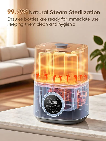 Feilizbebe Electric Steam Baby Bottle Sterilizer and Dryer and Warmer, Bottle Storage Sterile / Bottle Warmer / Heating Food Large Capacity Multifunctional All in One,Touch Screen & Auto-Shut