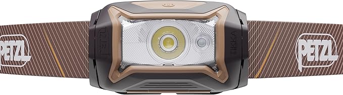 PETZL Tikka Headlamp - Compact 350 Lumen Light with Red Lighting, for Hiking, Climbing, Running, and Camping - Brown