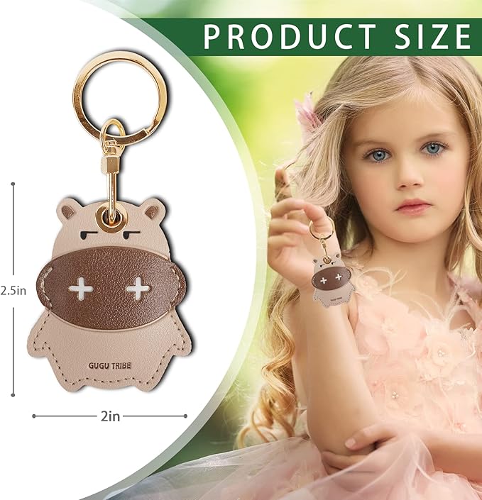 Leather Keychain Case Holder Compatible with Apple AirTag, GPS Airtag Keychain Finder Tracker with Key Ring, Anti-Scratch Protective Air Tag Cover