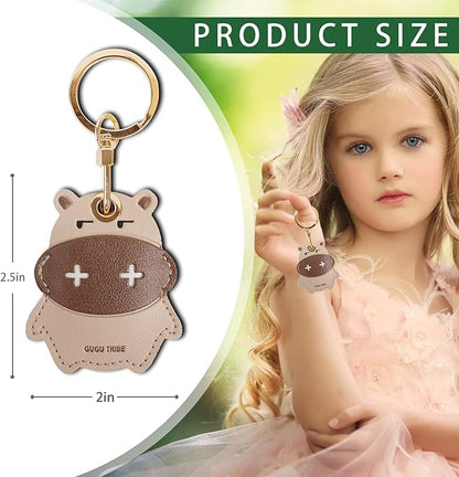 Leather Keychain Case Holder Compatible with Apple AirTag, GPS Airtag Keychain Finder Tracker with Key Ring, Anti-Scratch Protective Air Tag Cover