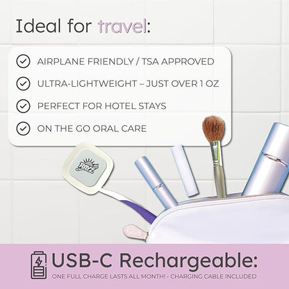 Rayz UV-C Toothbrush Sanitizer | Portable & Rechargeable | 99.9% Sanitization in 3 Minutes | Wall Mountable, Travel-Friendly & TSA-Approved (Pearl)