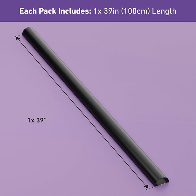 D-Line Half Round Cord Hider, Patented Cable Cover, Hide TV Wall Mount Wires, Raceway for Cords, Decorative Wire Covers, Paintable, Adhesive Cable Concealer, 2in W x 1in H x 39in L, Black