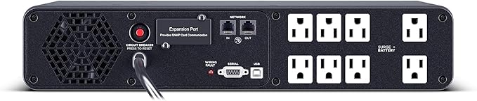 CyberPower CP1500PFCRM2U PFC Sinewave UPS Battery Backup and Surge Protector, 1500VA/1000W, 8 Outlets, AVR, Short Depth 2U Rackmount; UL Certified