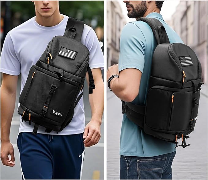 Camera Sling Bag for Photographers - Waterproof Single-Shoulder Camera Case with Adjustable Dividers, Rain Cover & Side Tripod Pocket
