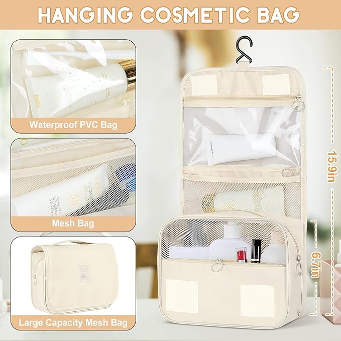 10 Set Packing Cubes for Travel, Travel Organizer with Hanging Toiletry Bag and Shoe Bag, Luggage Organizer Bags for Travel Essentials Women Men