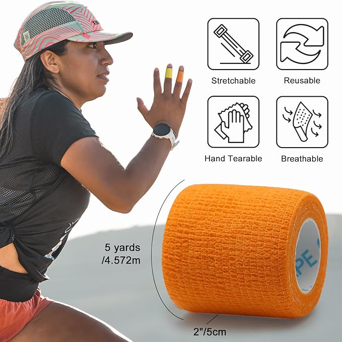 OK TAPE Self Adherent Cohesive Bandages Wrap 24Packs, Non-Woven Self Adhesive Athletic Sports wrap Tape, Vet Wrap Bandages Tape, for Thumb Finger Wrist Ankle (Mix)