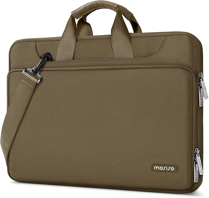 MOSISO 360 Protective Laptop Shoulder Bag Compatible with MacBook Air/Pro, 13-13.3 inch Notebook, Compatible with MacBook Pro 14 inch M5 M4 M3 M2 M1,Matching Color Sleeve with Belt, Olive Yellow