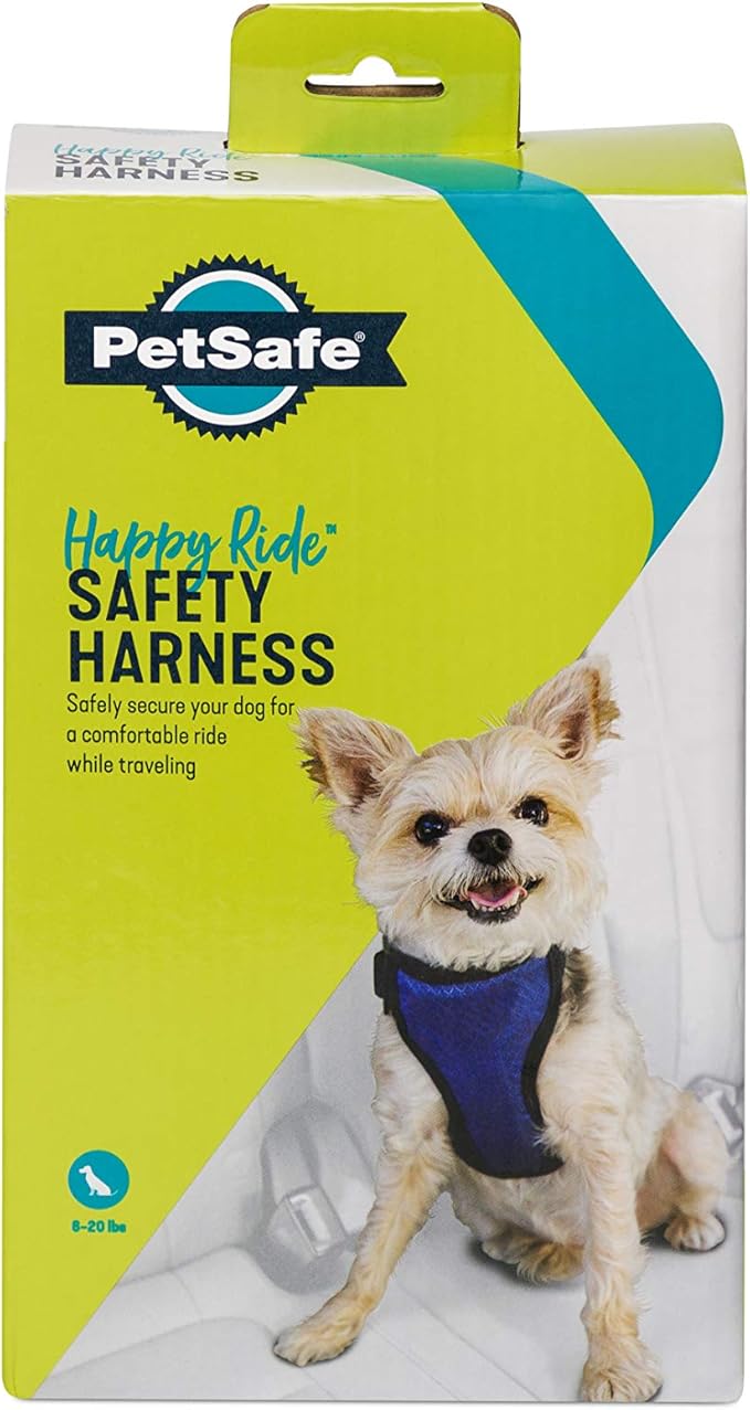 PetSafe Happy Ride Dog Safety Harness for Cars - Dog Car Harness Includes Seat Belt Tether - Keeps Pets Restrained - Breathable Mesh, Adjustable Straps - Dog Travel Accessories for Car - Small