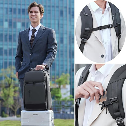 FENRUIEN 17 Inch Travel Backpack Gray, Expandable Water Resistant Computer Backpack with USB Port, Laptop Bag for Business/College/Work