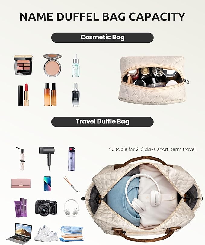 Initial Duffle Bag With Shoe Compartment - Personalized Weekender, Monogram Overnight Travel Bag With Makeup Bag - Gifts for Grandma, Daughter, Friend (Letter P)