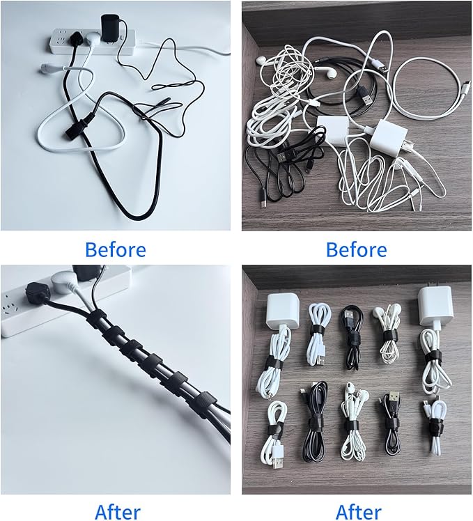 8 Inches Multi-Colour Reusable Cable Ties Cord Straps Multi-Purpose Wire Ties Cord Wrap Hook and Loop Organizer Cable Management,Adjustable Cord Ties for Organizing Home,Office,Data Centers,56 PCS