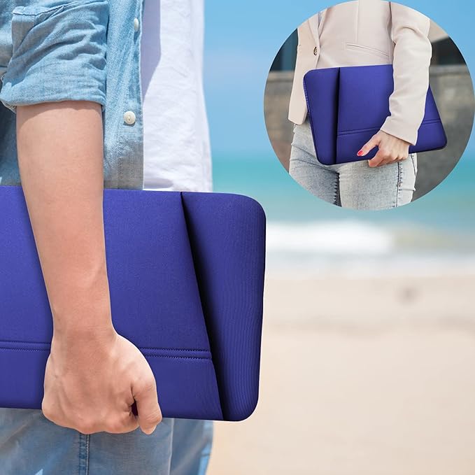 TEDNETGO 15.6 Inch Laptop Sleeve, Durable Neoprene Case with Pockets, Protective Carrying Bag for Dell, Lenovo, Asus, Blue