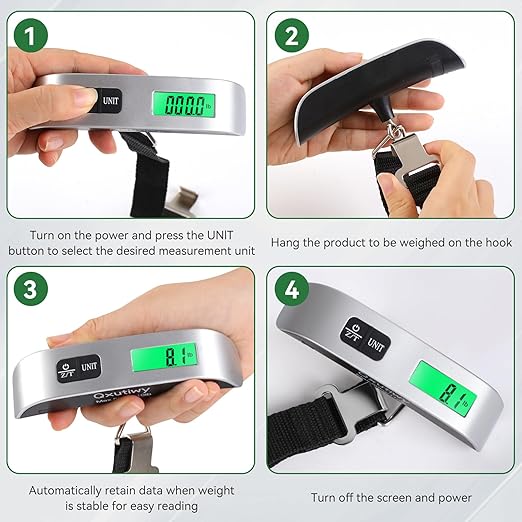 Luggage Scale, Digital Luggage Scale for Travel, Widen Upgrade Rubber Grip, 110 Pounds Portable Suitcase Scales with LED Display, Temperature Sensor, Peeling Function