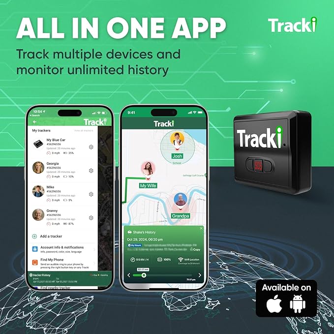 Tracki GPS Tracker for Vehicles – Real-Time 4G LTE Assets & Car Tracking Device with App, Magnetic Mount, Compact Design, Worldwide Coverage – iOS & Android (Subscription Required)