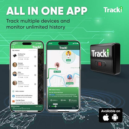 Tracki GPS Tracker for Vehicles – Real-Time 4G LTE Assets & Car Tracking Device with App, Magnetic Mount, Compact Design, Worldwide Coverage – iOS & Android (Subscription Required)