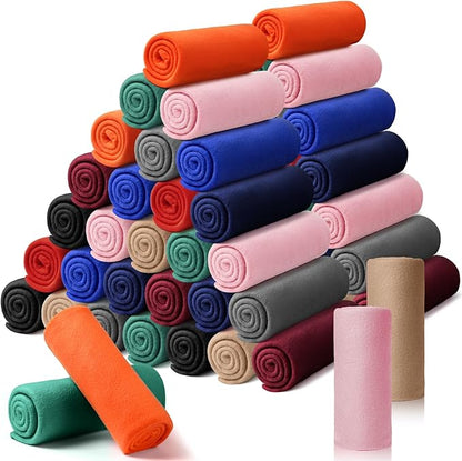 Kinlop Fleece Blanket Bulk 60 x 50 Inch Soft Lightweight Fleece Cozy Blanket Warm Throw Plush Pet Throw for Bed Couch Sofa Home Office Wedding Gifts Travel Camping(Trendy Color,60 Packs)