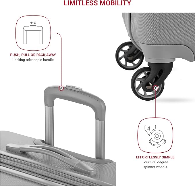 SwissGear 7366 Signature Hardside Expandable Luggage with Spinner Wheels, TSA Lock, Grey, Checked-Large 27-Inch