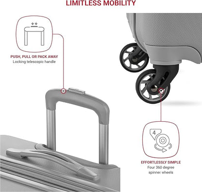 SwissGear 7366 Signature Hardside Expandable Luggage with Spinner Wheels, TSA Lock, Grey, Checked-Large 27-Inch